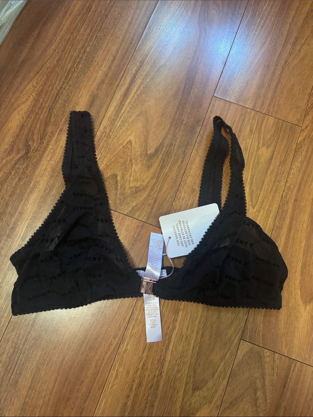 Savage X Fenty Black Logo Lace Bralette